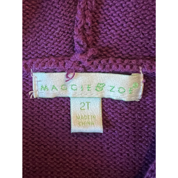 Maggie and Zoe Little Girls Sweater Size 2T Pink Purple Hood Knit Button Up Card - Picture 2 of 7